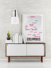 Columbus Ohio Print - Neighborhood City Map - Poster