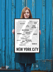 NYC Print - New York City Neighborhood Map - Boyfriend Gift