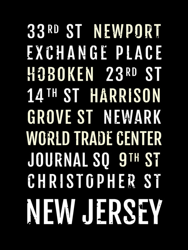 New Jersey Print - NJ Path Stations - Subway Poster