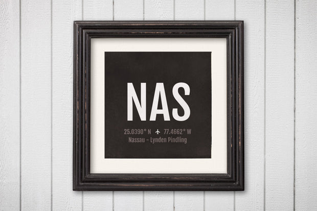 Nassau Airport Code Print - NAS Aviation Art - Bahamas Airplane Nursery Poster