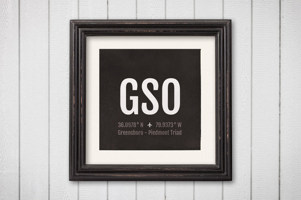 Greensboro Airport Code Print - GSO Aviation Art - North Carolina Airplane Nursery Poster