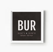 Burbank BUR Airport Code Print