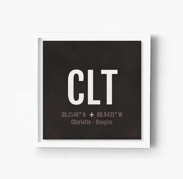 Charlotte CLT Airport Code Print