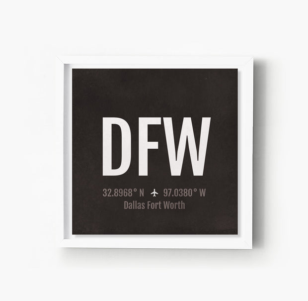 Dallas Fort Worth DFW Airport Code Print