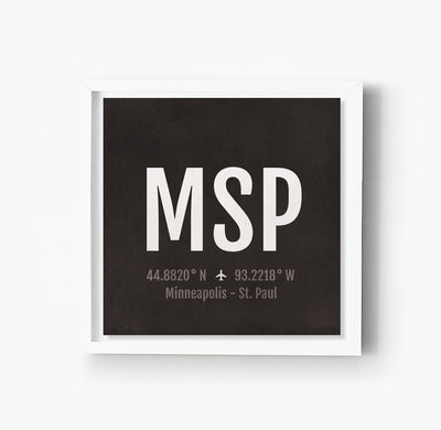 Minneapolis MSP Airport Code Print