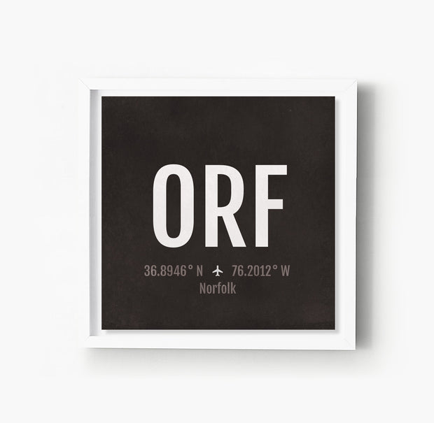 Norfolk ORF Airport Code Print