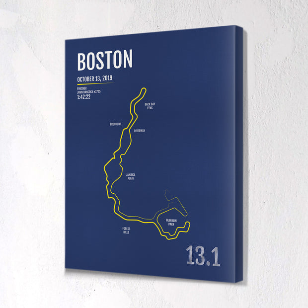 Boston Half Marathon Map Print - Personalized for 2019