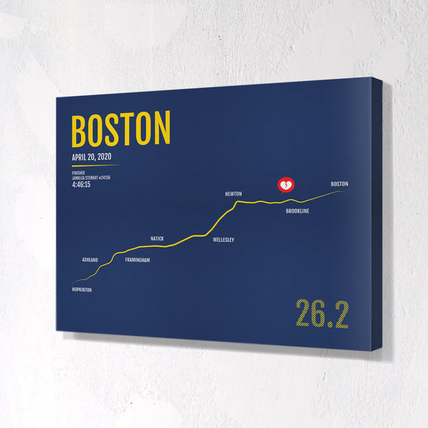 Boston Marathon Map Print - Personalized for 2021