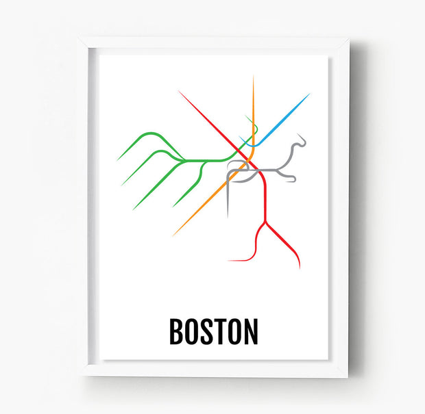 Boston Subway "T" Map Print