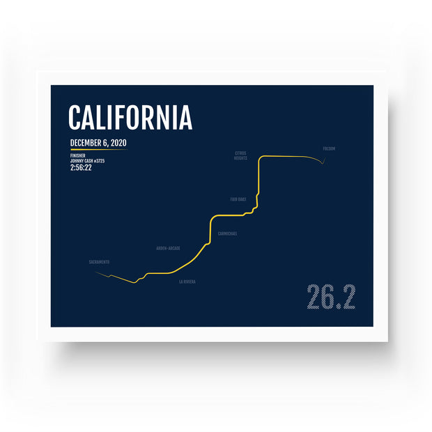 California International Marathon Map Print - Personalized for 2020