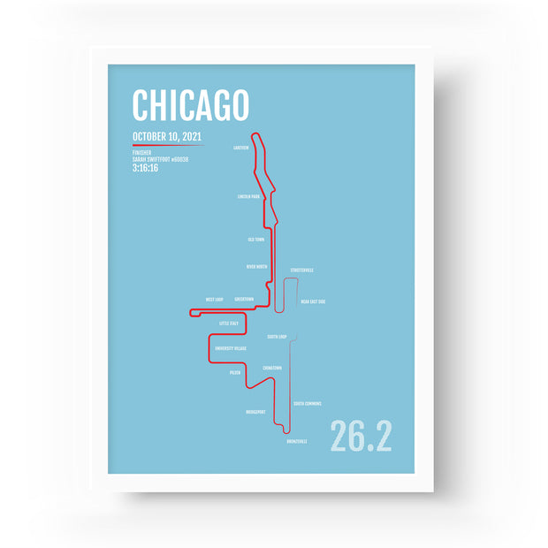 Chicago Marathon Map Print - Personalized for 2021