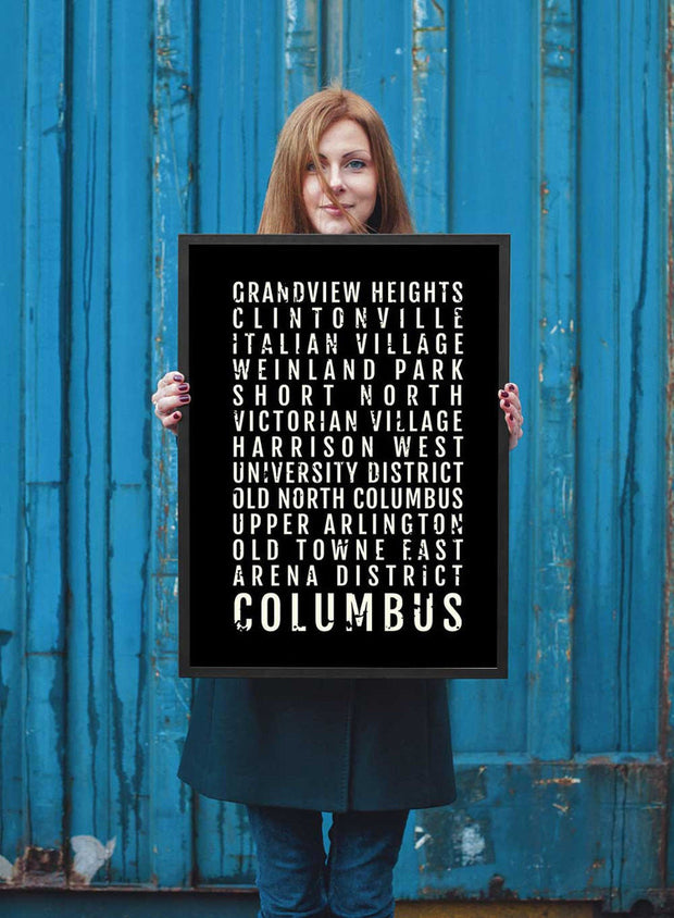 Columbus Ohio Print - Neighborhoods - Subway Poster