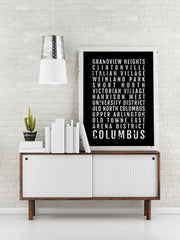 Columbus Ohio Print - Neighborhoods - Subway Poster