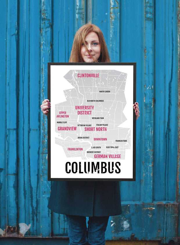 Columbus Ohio Print - Neighborhood City Map - Poster