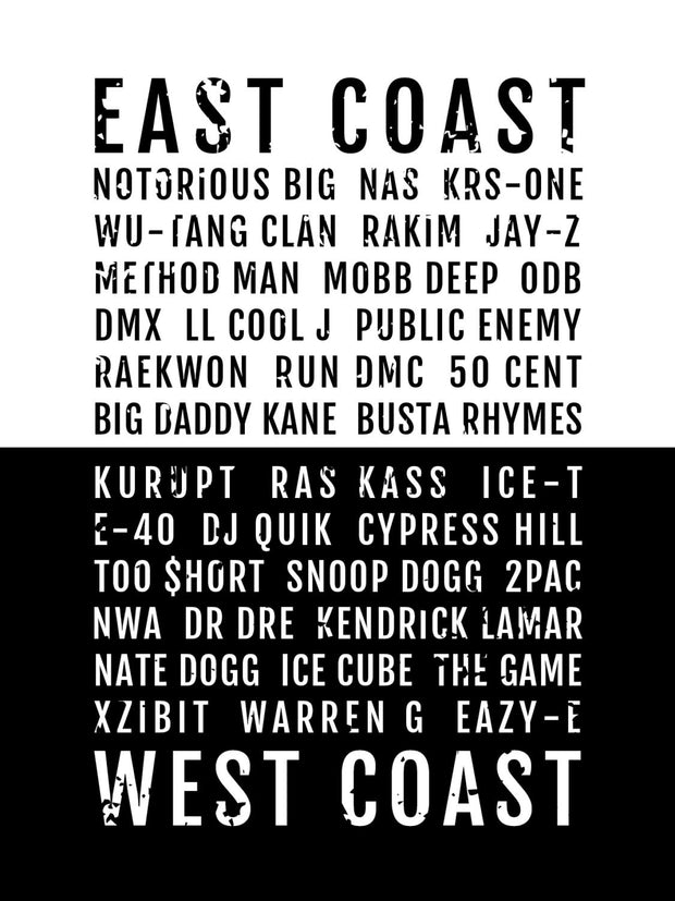 East Coast West Coast Rap Subway Poster