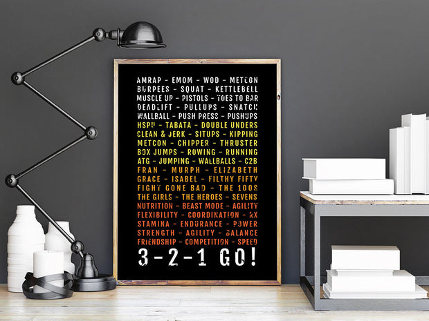 Crossfit Poster - 3-2-1 Go! Fitness Healthy Gift - Subway Poster