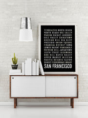 San Francisco Print - SF San Fran Neighborhoods Subway Poster
