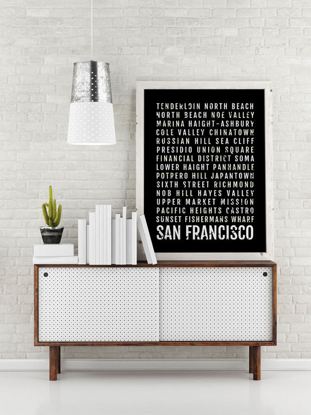 San Francisco Print - SF San Fran Neighborhoods Subway Poster