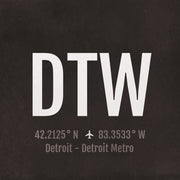Detroit DTW Airport Code Print