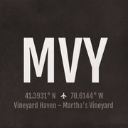 Marthas Vineyard MVY Airport Code Print