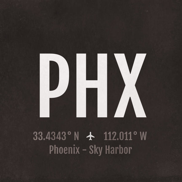 Phoenix PHX Airport Code Print