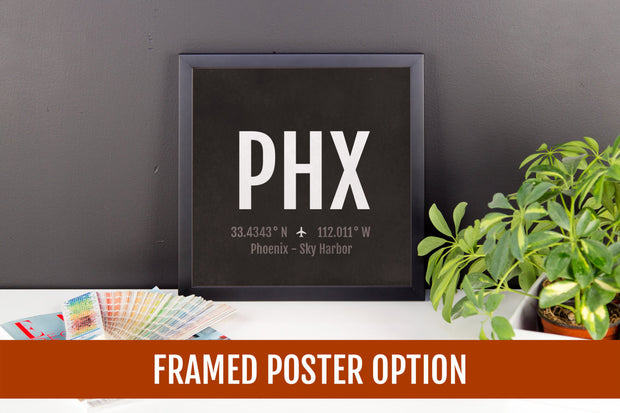 Phoenix Airport Code Print - PHX Aviation Art - Arizona Airplane Nursery Poster