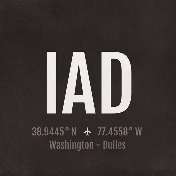 Washington DC IAD Airport Code Print