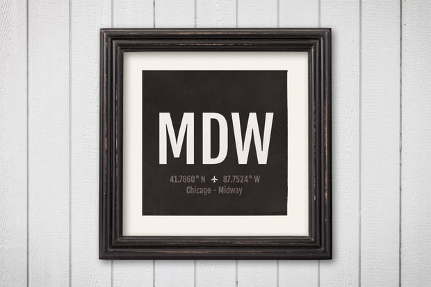 Chicago MIdway Airport Code Print - MDW Aviation Art - Illinois Airplane Nursery Poster
