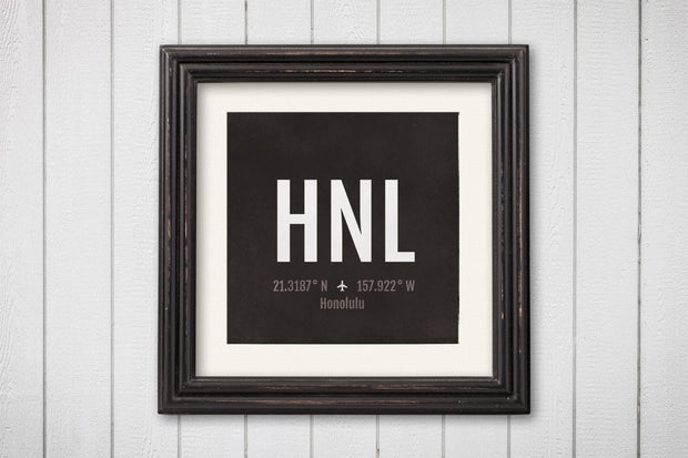 Honolulu Airport Code Print - HNL Aviation Art - Hawaii Airplane Nursery Poster