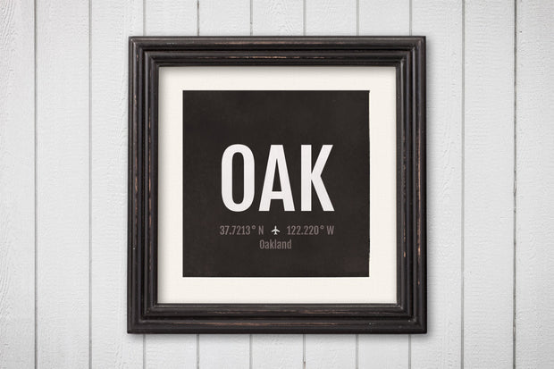 Oakland Airport Code Print - OAK Aviation Art - California Airplane Nursery Poster