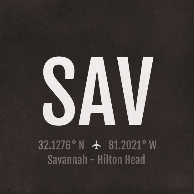Savannah SAV Airport Code Print