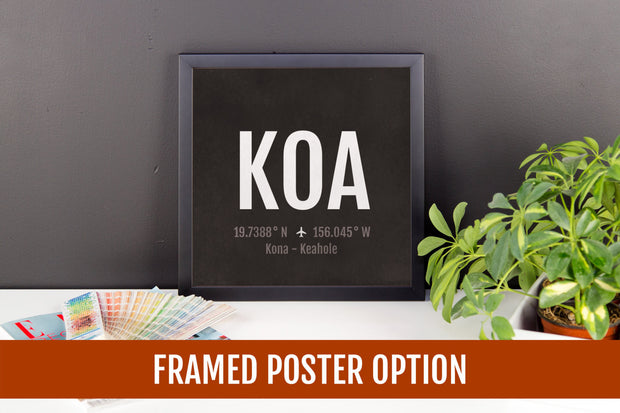 Kona Airport Code Print - KOA Aviation Art - Hawaii Airplane Nursery Poster