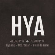 Hyannis HYA Airport Code Print