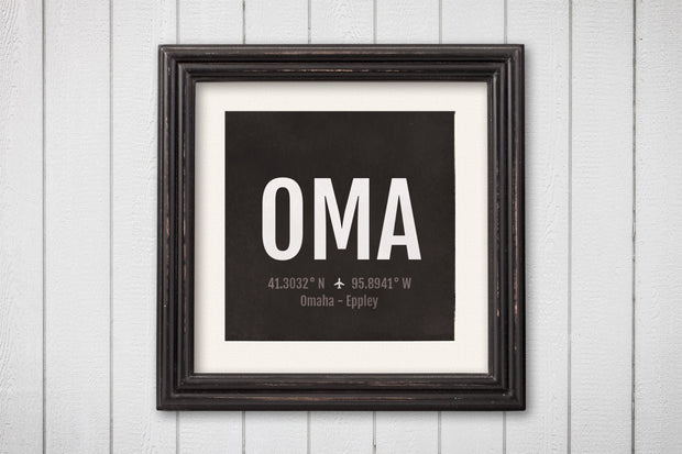 Omaha Airport Code Print - OMA Aviation Art - Nebraska Airplane Nursery Poster