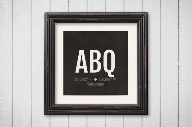 Albuquerque Airport Code Print - ABQ Aviation Art - New Mexico Airplane Nursery Poster