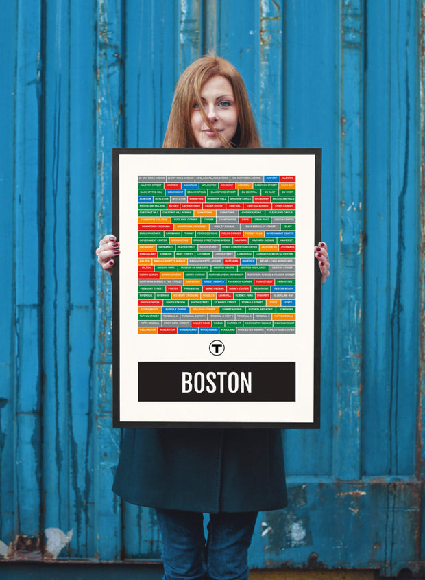 Boston Subway Print - T Transit Map - Vintage Poster