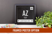 Arizona Print - Periodic Table Arizona Home Wall Art - Vintage Arizona - Black and White - State Art Poster