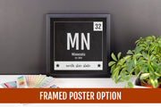 Minnesota Print - Periodic Table Minnesota Home Wall Art - Vintage Minnesota - Black and White - State Art Poster