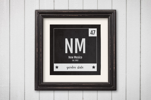 New Mexico Print - Periodic Table New Mexico Home Wall Art - Vintage New Mexico - Black and White - State Art Poster