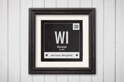 Wisconsin Print - Periodic Table Wisconsin Home Wall Art - Vintage Wisconsin - Black and White - State Art Poster