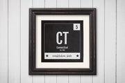 Connecticut Print - Periodic Table Connecticut Home Wall Art - Vintage Connecticut - Black and White - State Art Poster