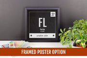 Florida Print - Periodic Table Florida Home Wall Art - Vintage Florida - Black and White - State Art Poster