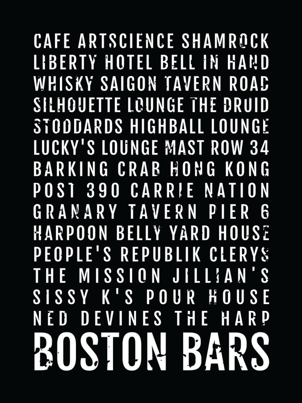 Boston Bars and Restaurants Subway Poster