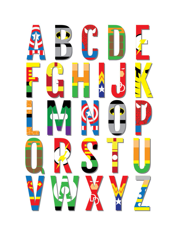 Superhero Alphabet Nursery & Kids Room Print