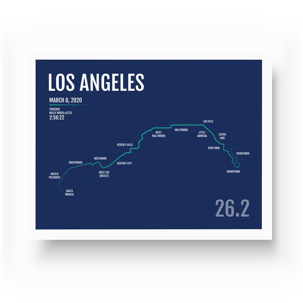 Los Angeles Marathon Map Print - Personalized for 2020