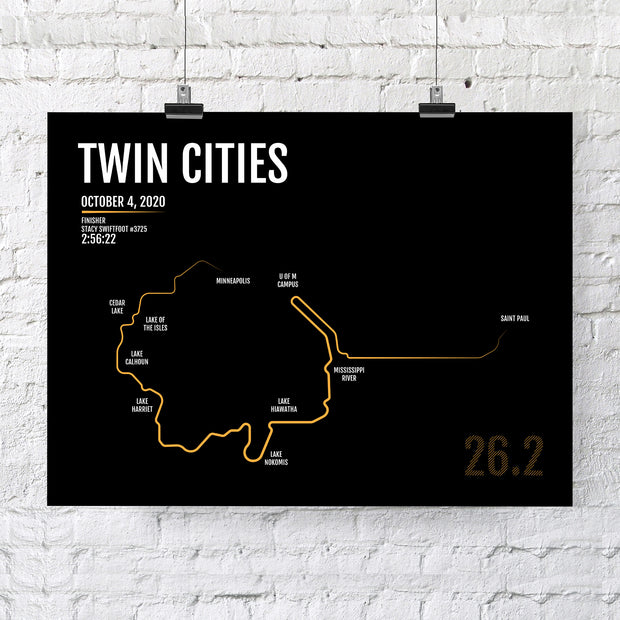 Minneapolis St. Paul Twin Cities Marathon Map Print - Personalized for 2020