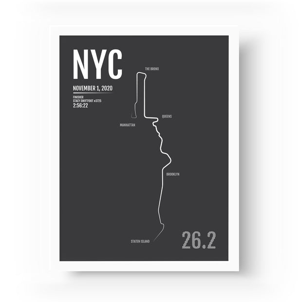 New York City Marathon Map Print - NYC Personalized for 2020