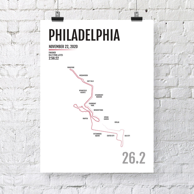 Philadelphia Marathon Map Print - Personalized for 2020