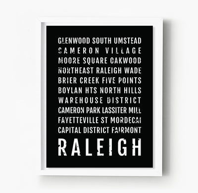 Raleigh Neighborhoods Subway Poster