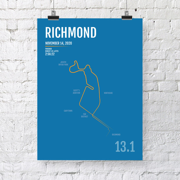 Richmond Marathon Map Print - Personalized for 2020